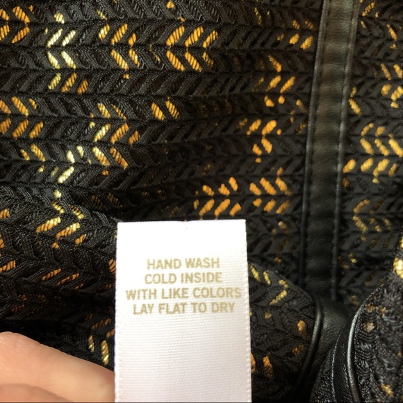 Cache Leather Trim Black Gold Jacket Blazer Size 4 - Picture 7 of 7